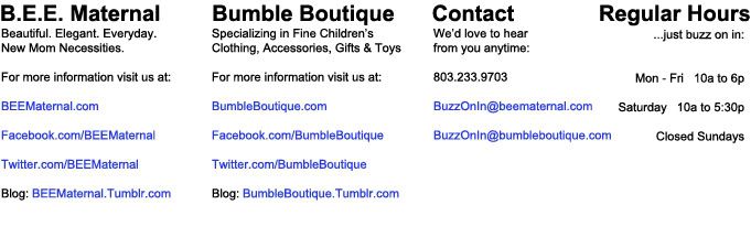 Contact Information for Bumble Boutique & B.E.E. Maternal